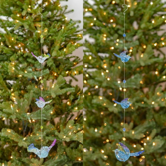 Set of 2 23.5" Long 3-Piece AcrylicRed Cardinal Chain Ornament in 2 Assorted Colors