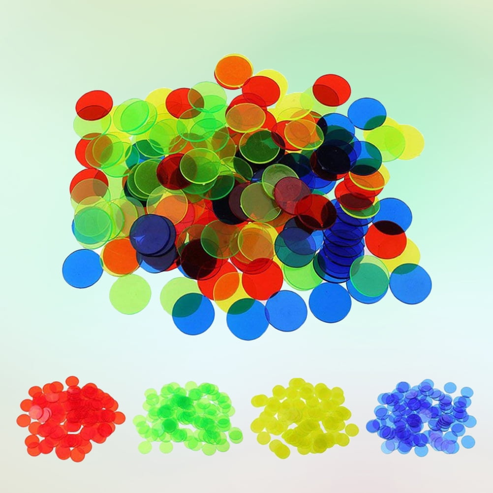 100pcs Colorful Transparent Bingo Game Accessories Counters Counting Bingo Chips Plastic Bingo Supplies Count Bingo Chips Mixed C