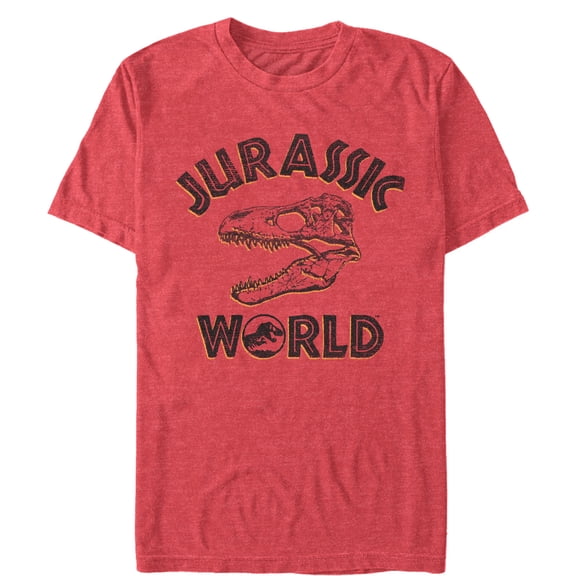 Men's Jurassic World: Fallen Kingdom Skull Fossil Graphic Tee Red Heather Medium