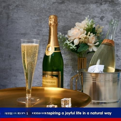 50 Pack Plastic Champagne Flutes Disposable 4.5 oz Clear Plastic Champagne Glasses Suitable for Wedding, Thanksgiving Day, Christmas