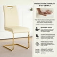 thumbnail image 6 of Sumdeal Modern 7-Piece Dining Set, 63-Inch Oval Tempered Glass Table with 6 Beige PU Leather High-Back Chairs, Gold Legs, 6 of 8