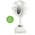 thumbnail image 5 of Ovente Lighted Vanity Mirror, Table Top, 360 Degree Spinning 6'' Double Sided Circle LED 1X 5X Magnifier with MP3 Audio, Wireless Speaker, Rechargeable, USB Operated, White, MRT06W1X5X, 5 of 11
