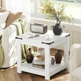 thumbnail image 6 of Homieasy 20-Inch Square Farmhouse End Table with Storage Shelf - Industrial Style for Bedroom & Living Room,White, 6 of 7