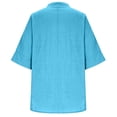 thumbnail image 3 of Summer Tops Trendy 2026,Linen Tops for Women Summer Loose Fit - 3/4 Length Sleeve Blouses Dressy Casual Button Trim Notched V-Neck Shirt, 3 of 7
