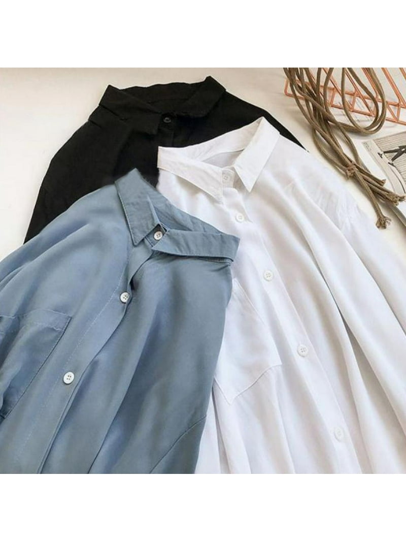 Women's Long Sleeve V Neck Button Down Shirt Dresses Casual Summer Dress with Pocket