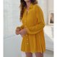 thumbnail image 5 of Vestido De Manga Larga Para Mujer, Vestido Camisero De Un Solo Pecho, Tiro Medio, Cintura Regular, Empalme De Poliéster, Color Puro Para El Trabajo ANGGREK Amarillo S, 5 of 6