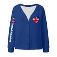 thumbnail image 4 of Wang6 Womens Lightweight Plus Size Cardigans Sweaters Trendy Long Sleeve Open Front Button down Knit Sweater Fall V Neck United kingdom Letter Printed Outwear Tops Blue XXXL, 4 of 4