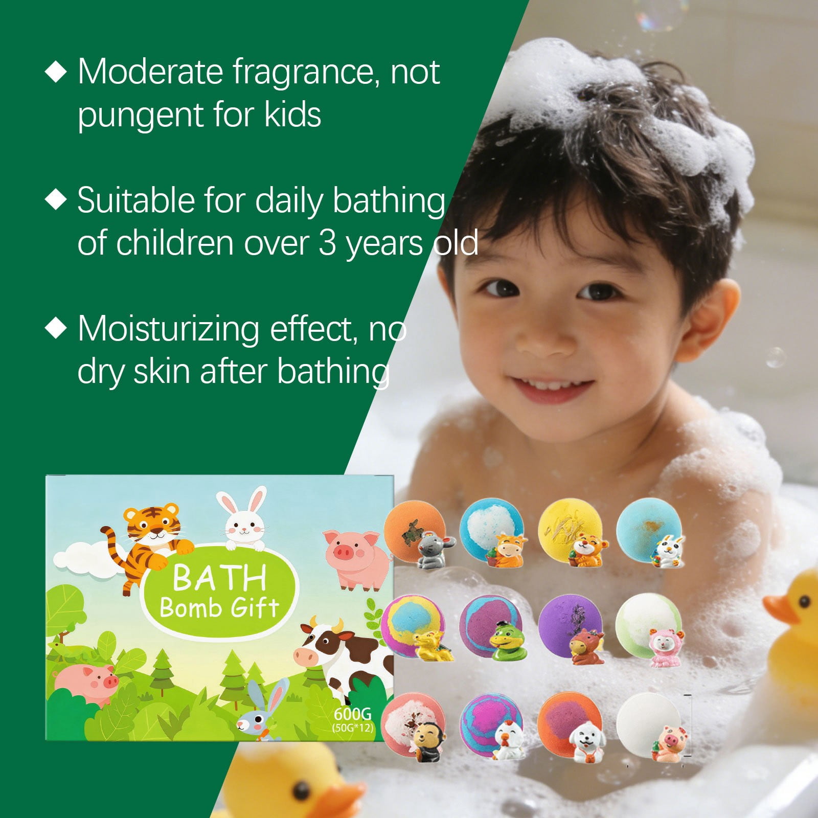 12PCs Bath Bombs with Mega Bubbles & Surprise Inside,Chinese Zodiac Animal Figure Ornament Inside,Fun Fizzing Baths Bomb,Perfect For Family Bathing Time