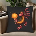 thumbnail image 5 of Set of 2 18x18in Throw Pillow Covers - Vibrant Cartoon Creature Design with Orange Body & Magical Orb Perfect for Couch Bed Car, 5 of 8