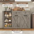 thumbnail image 5 of Homfa 47.2"W Kitchen Sideboard Credenza, Trash Can Cabinets Fits 12.5 Gallon Can, 2 Drawer Wood Buffet Storage Cabinet with Adjustable Shelf, Wash Gray, 5 of 7