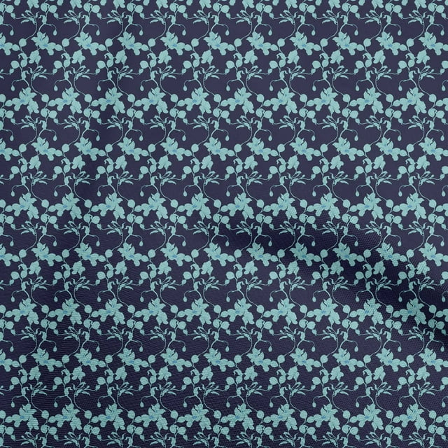 oneOone Cotton Poplin Blue Fabric Floral Craft Projects Decor Fabric Printed By The Yard 56 Inch Wide