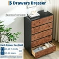 thumbnail image 6 of Modern 5 Drawers Dresser for Bedroom, 46" Tall Dressers & Chests of Drawers w/Curved Profile Design & Vintage Circle Handle, Wood Vertical Dresser for Bedroom, Living Room, Natural Oak, 6 of 9