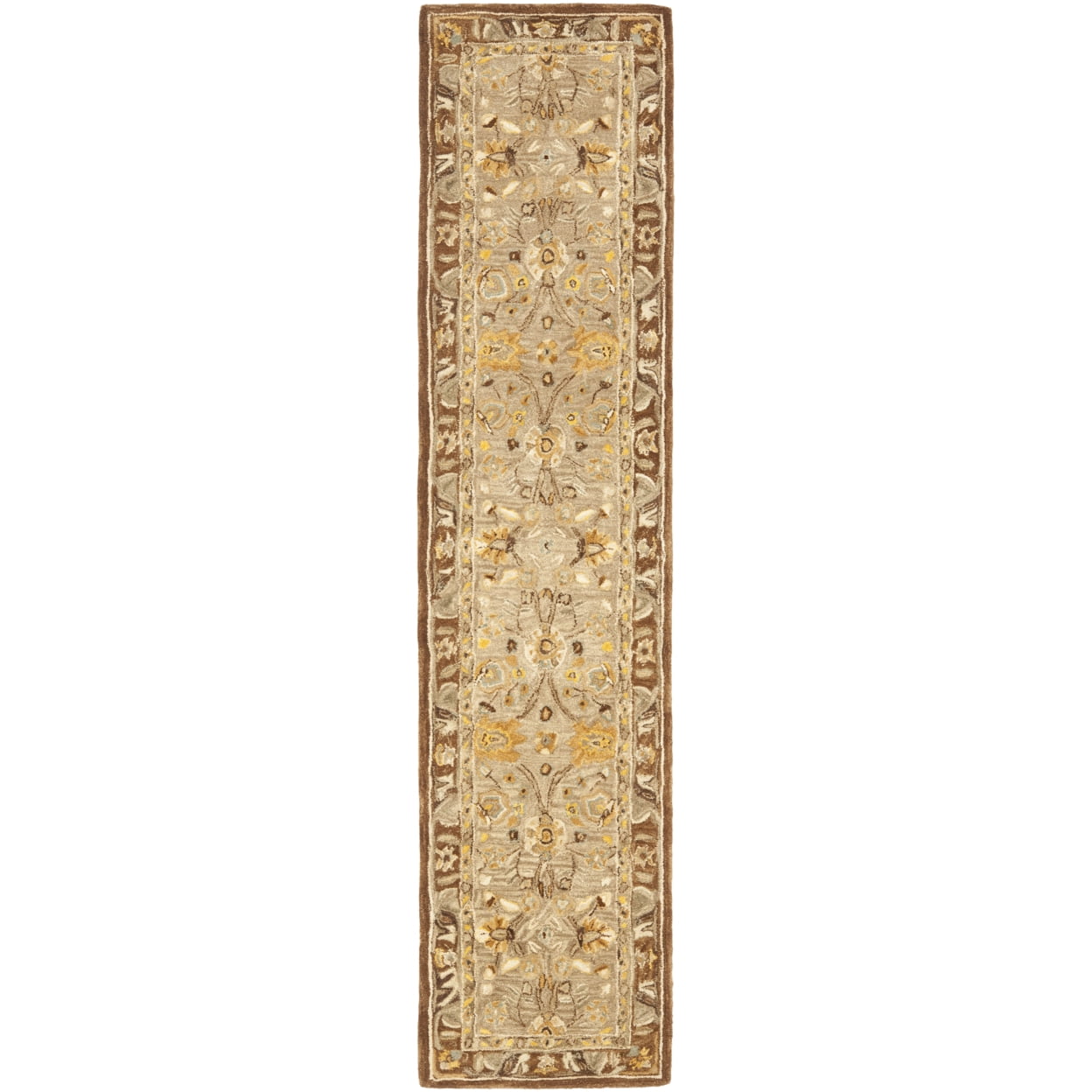 SAFAVIEH Anatolia Sharon Traditional Wool Area Rug, Dark Grey/Brown, 4' x 4' Round