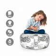thumbnail image 2 of Motorcycle Storage Toy Bag Chair, Realistic Grayscale Illustration of Classic Motorcycles Many Details, Stuffed Animal Organizer Washable Bag, Large Size, Black White, by Ambesonne, 2 of 3