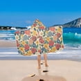 thumbnail image 2 of Yayeee Kids Hooded Towel with Hand Pockets Beach Soft Absorbent Bath Wrap 50 x 23.5 inch, Vibrant Flowers Pattern, 2 of 5