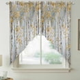thumbnail image 6 of Yellow Grey Forest Kitchen Window Curtains, Swag Curtains Valance for Bedroom Living Room Bathroom, Grey Modern Art Oil Painting Rod Pocket Window Treatment Curtain Block Drapes 2 Panels 36"x36", 6 of 8