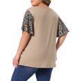 thumbnail image 4 of DARING DIVA Women's Plus V Neck Floral Flutter Sleeve Blouse Casual 2X khaki, 4 of 6