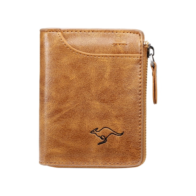 Slim Bifold RFID Blocking Leather Wallet for Men Durable Zipper Style Card Holder Design Ideal for Daily Use Compact and Functional