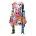 thumbnail image 4 of Karymi Spring Dresses Halloween Print Bodycon Mini Dress, Crew Neck Flare Irregular Long Bell Sleeve Halloween Party Costume Dress Plus Size Dresses, 4 of 5