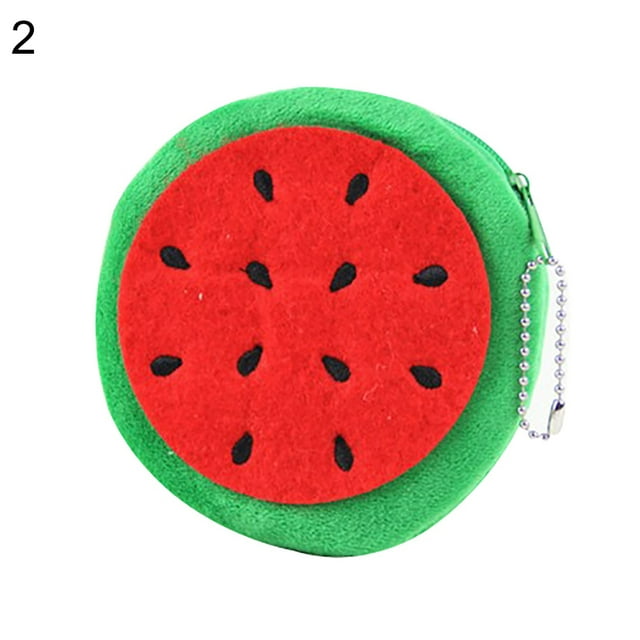 Trayknick Watermelon Orange Fruit Shape Plush Keychain Pendant Coin Pocket Pouch Purse color 2