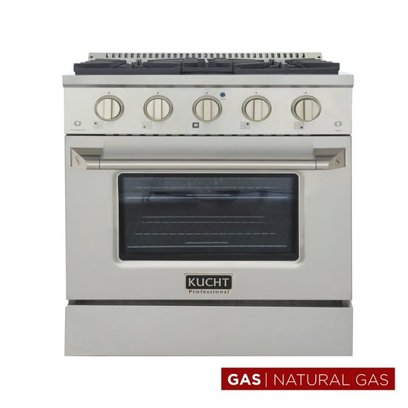 Kucht Professional 30" Stainless Steel Natural Gas Range with Knobs in Silver