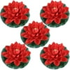 Just Artifacts 5pc Foam Lotus Floating Water Flower Candle-Free (Color: Red)