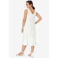 thumbnail image 2 of Jessica London Women's Plus Size Casual Lightweight A-Line Lightweight V Neck Linen Flounce Dress, 2 of 3