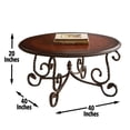 thumbnail image 4 of Pemberly Row Traditional Antique Metal Frame Round Wood Coffee Table in Cherry, 4 of 5