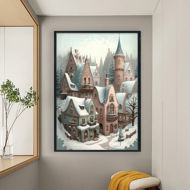 Cuadros Decorativos Hilo de bordar 2 completo Eco-algodón 11CT Impreso Dream House Kit de punto de cruz DQrwqpou embutido en tela