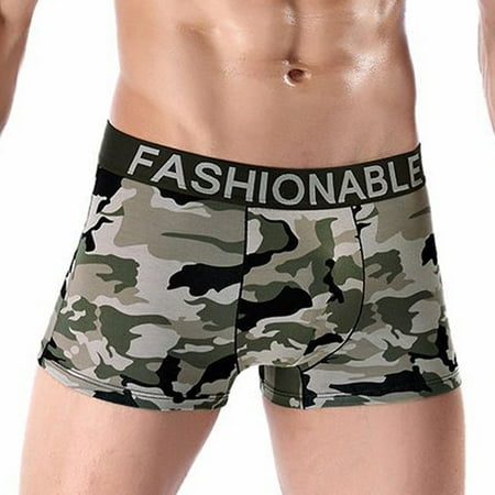 

Dadaria Underwear for Men Men Cotton Camouflage Printed Boxer Briefs Breathable Briefs Khaki XXL Men