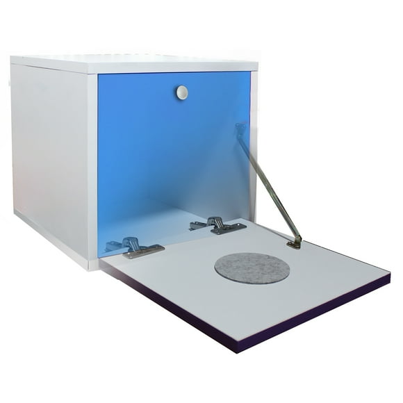 Buro Flotante Recamara Mdf Luz Led Ensamblado Azul