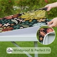 thumbnail image 6 of Pioneer Flower Floral Print Pattern Square Fitted Tablecloth with Elastic Edge,Square Table Cover,Washable Elastic Table Cover for Home Kitchen Party Decor 36"x36", 6 of 6