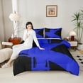 thumbnail image 4 of Erosebridal Blue Splash Ink Comforter Sets Queen Size,Abstract Geometric Stripes Comforters & Duvets,Black Modern Desgin Bedding Queen Comforter Set,Ultra Soft Bedroom Decor Reversible,3-Piece, 4 of 8
