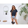 thumbnail image 4 of HOWCOME Short Sleeve Tops for Women Trendy Cropped Tee Round Neck Loose Fit Summer Casual Basic Shirts Navy Blue, 2X-Large, 4 of 6