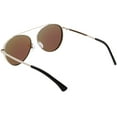 thumbnail image 4 of Oversize Round Aviator Sunglasses Metal Brow Bar Colored Mirror Lens 60mm (Silver / Blue Mirror), 4 of 4