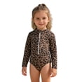 thumbnail image 2 of Girls One Piece Swimsuit Size 3-4Y Leopard Print Long Sleeve Swimsuits with Zipper Summer Pool Beach Toddler Kids Swimwear, 2 of 9
