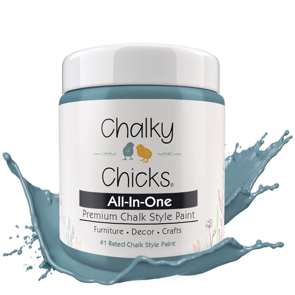 Chalky Chicks 4 Fl Oz Matte Y Blue (Medium Blue) Chalk Paint for Furniture Without Sanding - No Prep Furniture Paint No Sanding All in One for Crafts, Wood, Walls, Cabinet, Metal, Dresser, Farmhouse