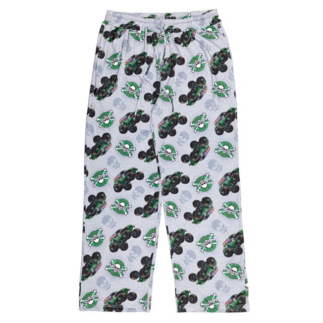 Monster Jam Grave Digger Mens Pajama Pants Grey Medium