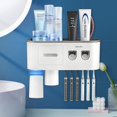 thumbnail image 1 of Double Automatic Toothpaste Dispenser, Electric Toothbrush Holder Wall Mounted for Bathrooms with 2 Toothpaste Squeezer, 2 Magnetic Cups, Storage Drawer and 6 Toothbrush Organizer Slots, 1 of 6