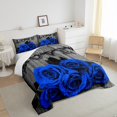 thumbnail image 3 of Erosebridal Couple Wedding Comforter Valentine'S Day Rose Floral Bedding Set Twin Romantic Royal Blue Rose Comforter Set Women Pastoral Farmhouse Flowers Quilt Duvet Insert 1 Pillow Case, 3 of 6