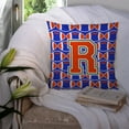 thumbnail image 3 of Letter R Football Green, Blue and Orange Fabric Decorative Pillow, 3 of 4