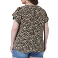 thumbnail image 4 of DARING DIVA Women's Plus Floral V Neck Tulip Sleeve Casual Blouse 2X Beige, 4 of 6