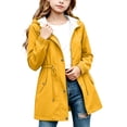 thumbnail image 2 of ZBSOKO Girl Rain Jackets Waterproof Hooded Windbreaker Cinched Waist Full Zip Outdoor Raincoats with Pockets for Hiking Sizes 5-16 Years, 2 of 6