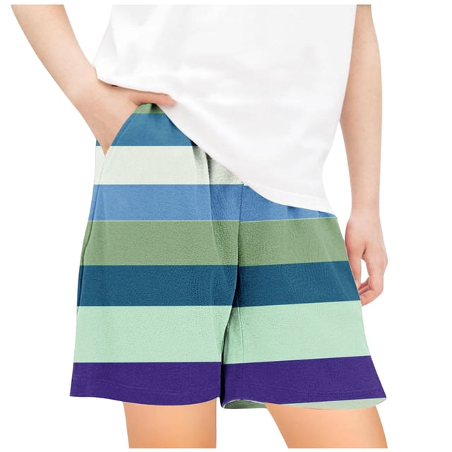Odeerbi 5-14 Años Niños Niñas Pantalones Cortos de Pantalones Cortos de Playa de Secado Rápido Con Estampado Hawaiano A Rayas Pantalones Cortos Informales Con Bolsillo