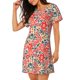 thumbnail image 2 of Fotbe Small Coral Red Flowers Bata de Dormir para Mujer con Estampado, Camisón de Algodón de Manga Corta, Ropa de Dormir Casual, 2 of 6