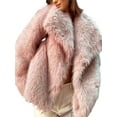 thumbnail image 2 of Women'S Faux Fur Coat Faux Fur Jacket Long Sleeve Lapel Winter Jackets Parka Short Coat Pink L, 2 of 9