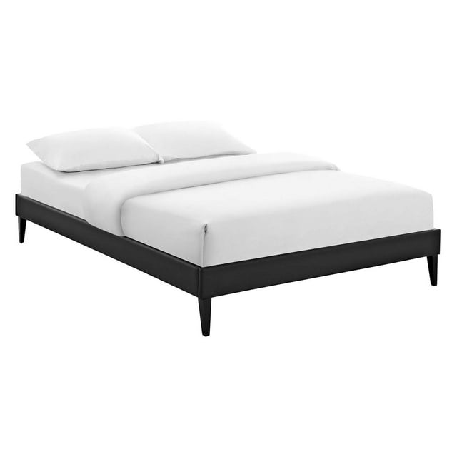 Modway Tessie Cadre de Lit Simple en Vinyle avec Pieds Carrés Fuselés, Noir