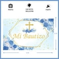 thumbnail image 2 of Mi Bautizo Backdrop, Mexican Baptism Party Decorations God Bless Boy First Holy Communion Banner Gold Blue Watercolor Flower Photography Background Christening Newborn Baby Shower Decor Props, 2 of 3