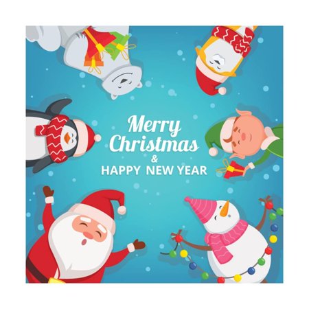 christmas background with funny characters design template with