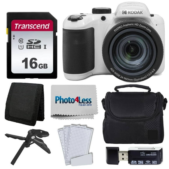 Kodak PIXPRO AZ405 Digital Camera (White) 16GB Memory Card Camera Case Accessories - Ultimate Bundle